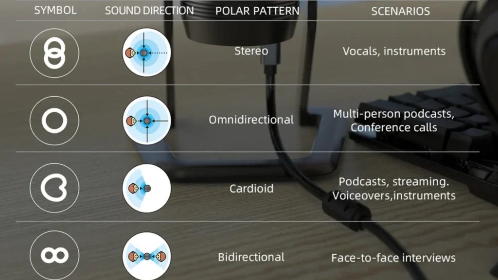 four polar patterns in microphones