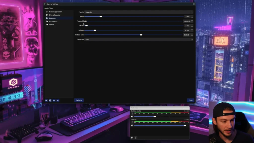 OBS expander filter setup