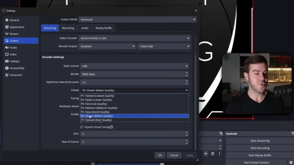 OBS preset slider control