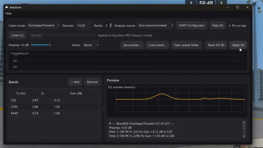enhance footsteps with EQ