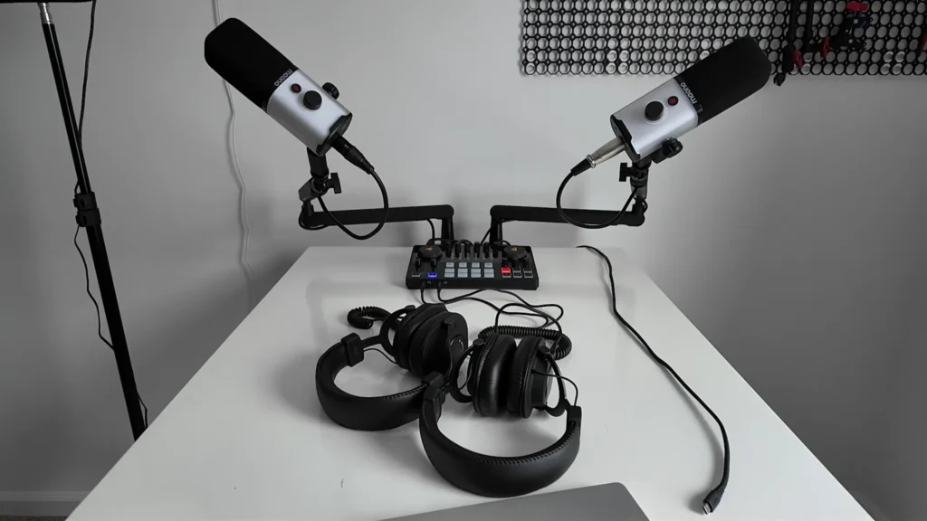 podcast setup for two