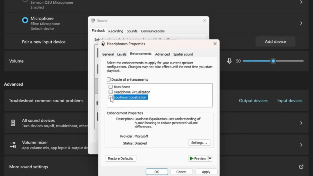 Windows sound setting for FPS games