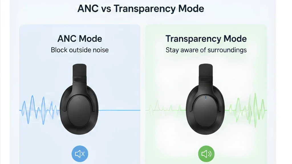 ANC vs transparency mode in headphone